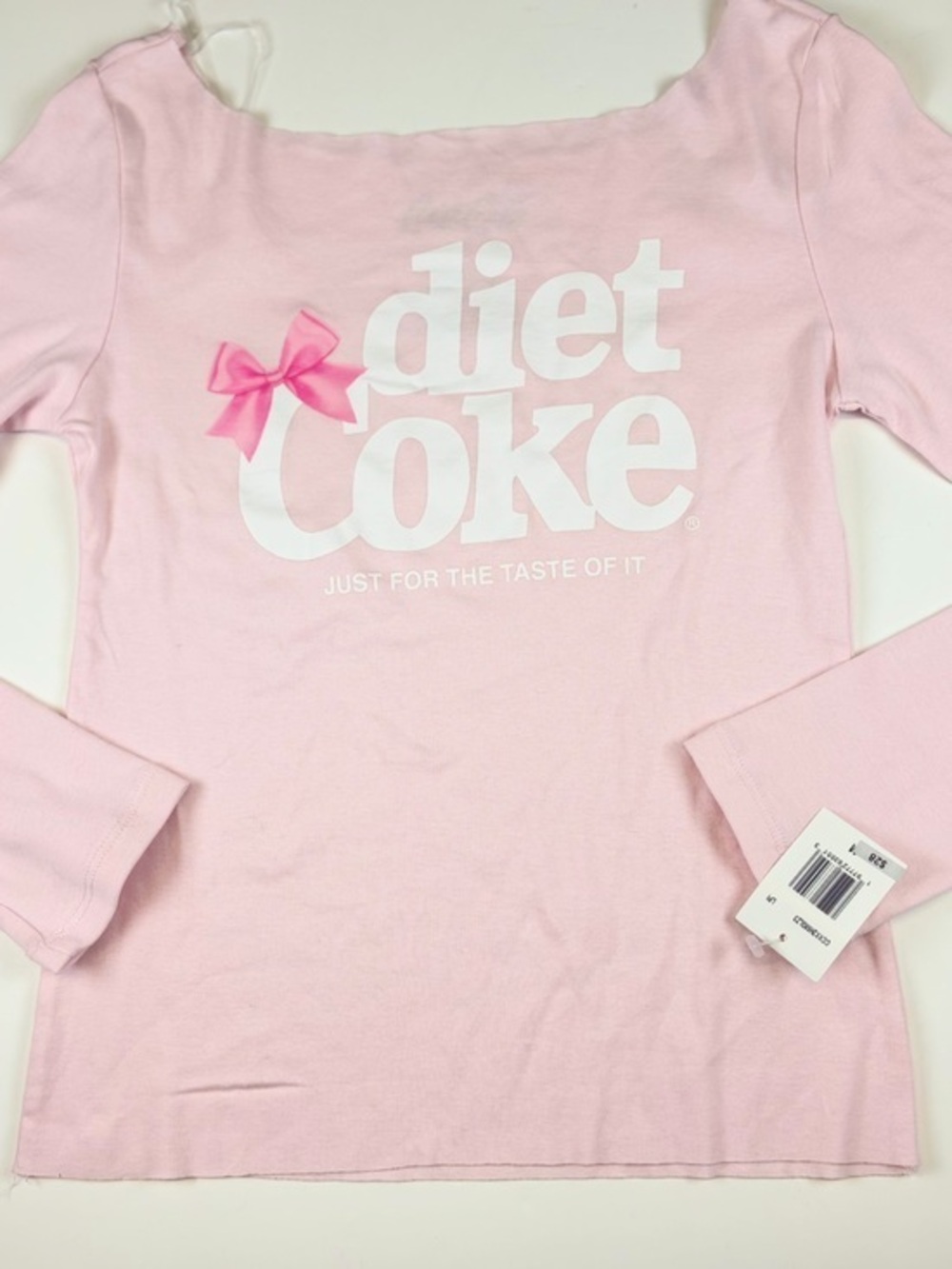 Coca Cola Diet Coke Pink Bow Long Sleeve Graphic Top Women Size Medium